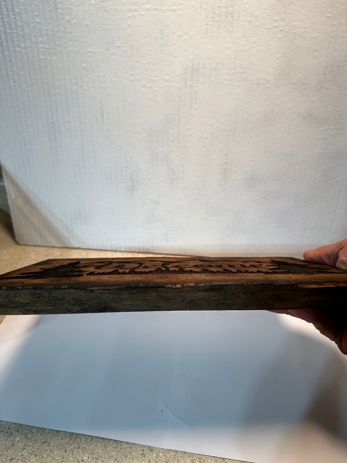 Engraved welcome sign