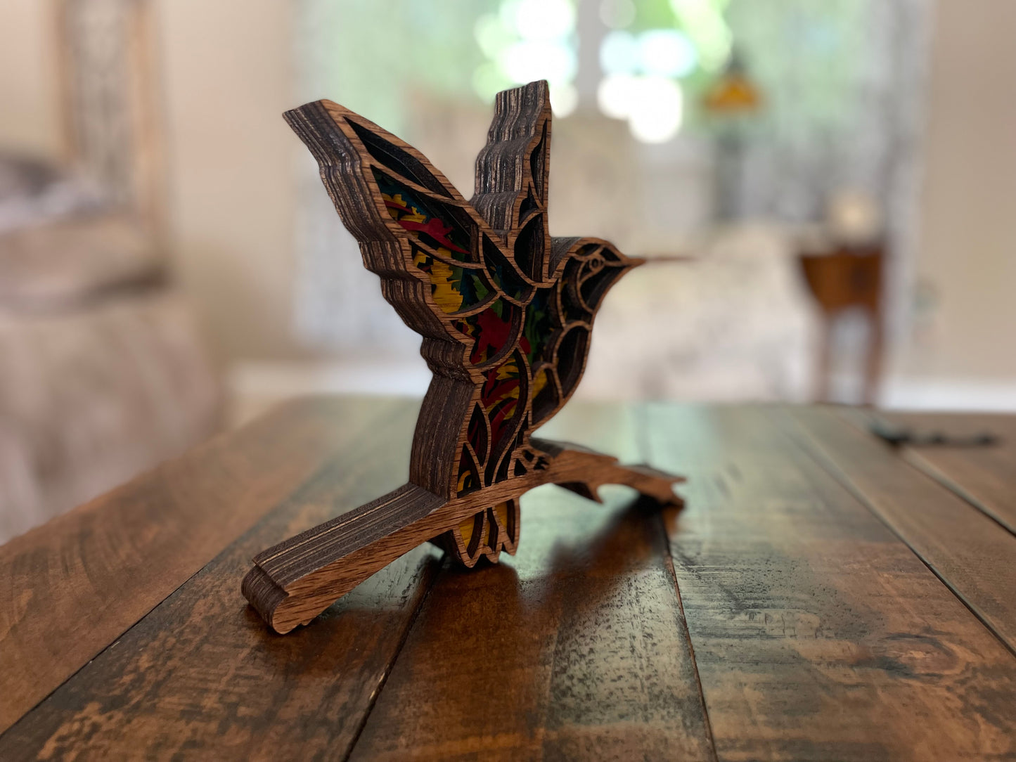 Multi layered wooden Hummingbird