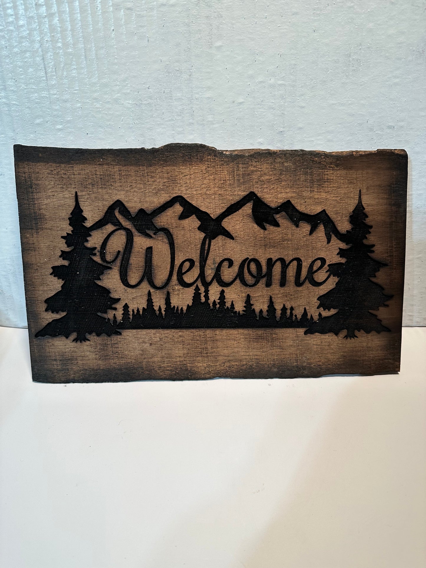 Engraved welcome sign
