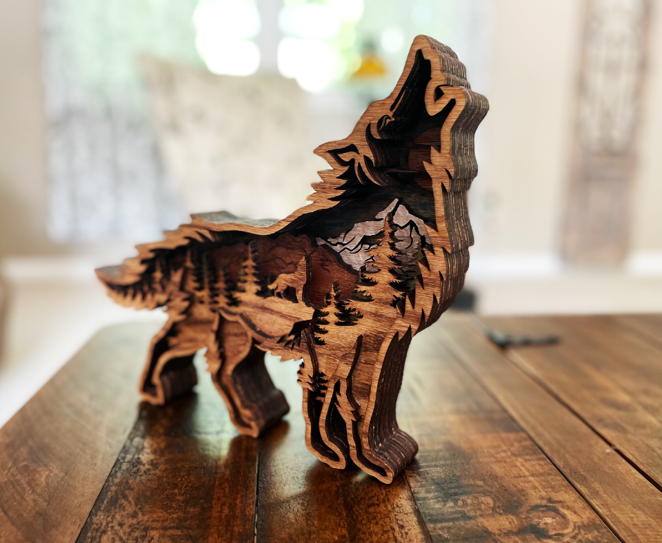 Multi layered wood wolf