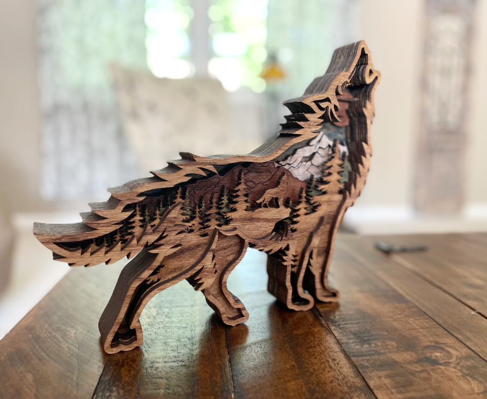 Multi layered wood wolf