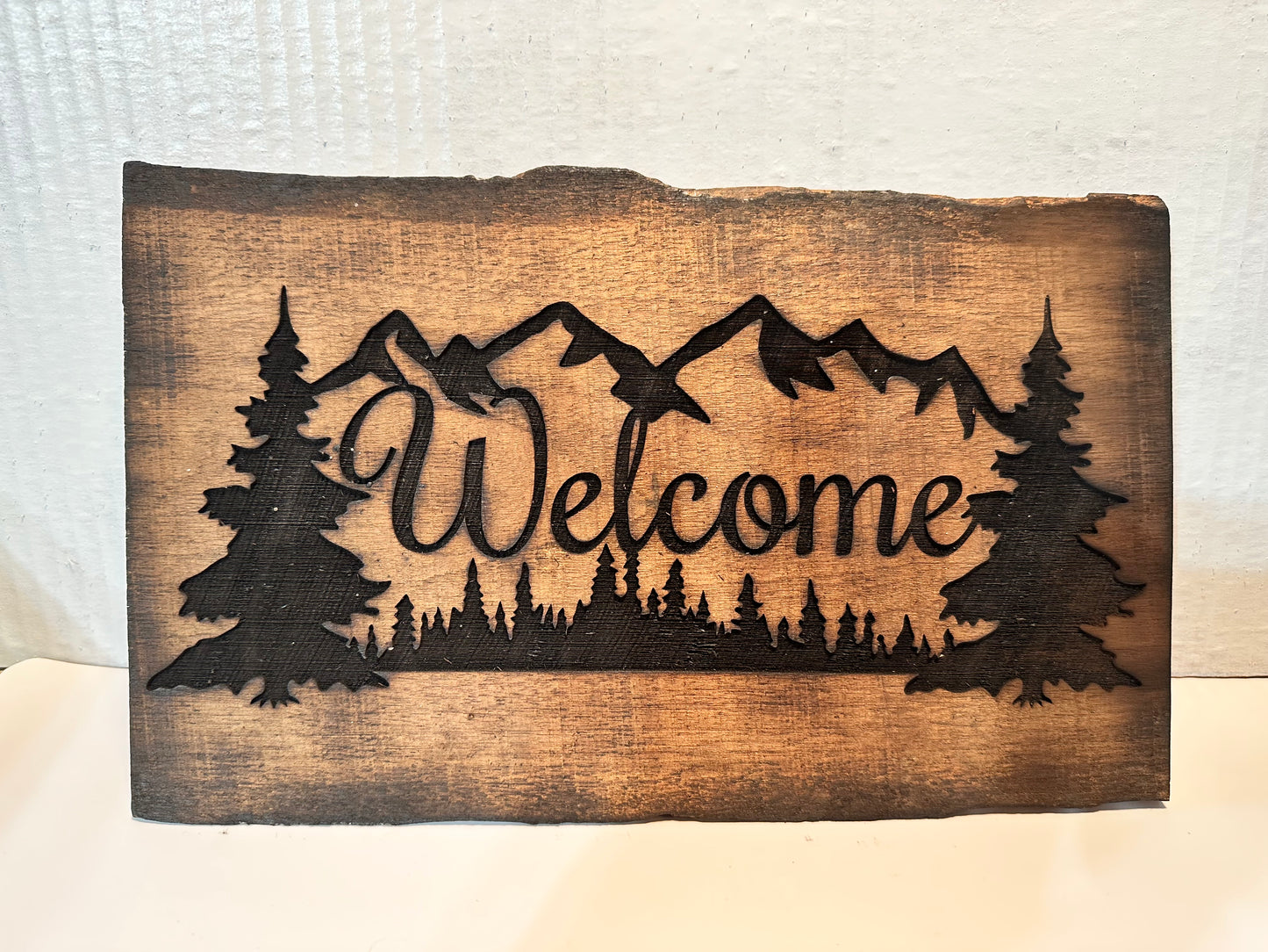Engraved welcome sign