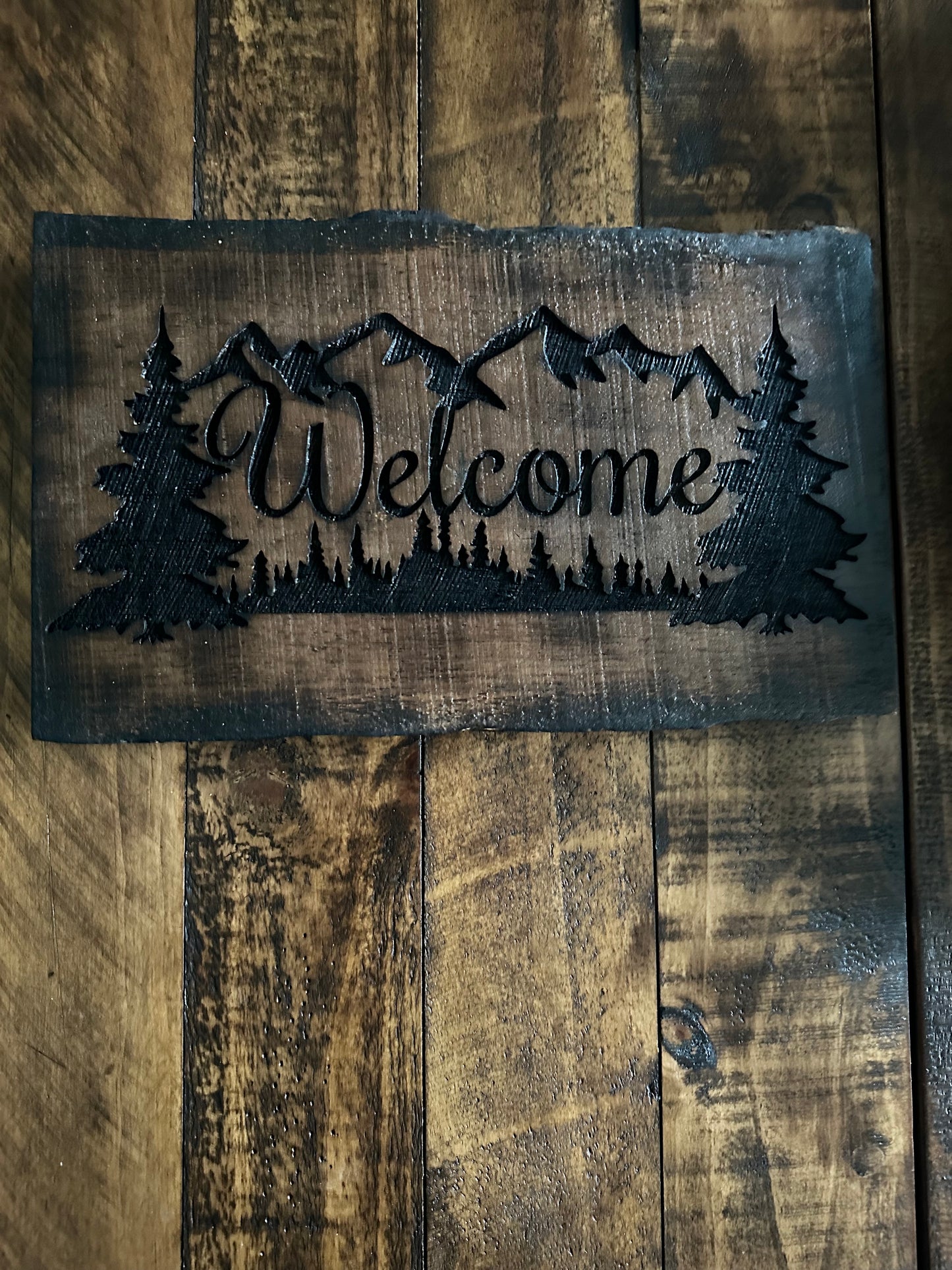 Engraved welcome sign