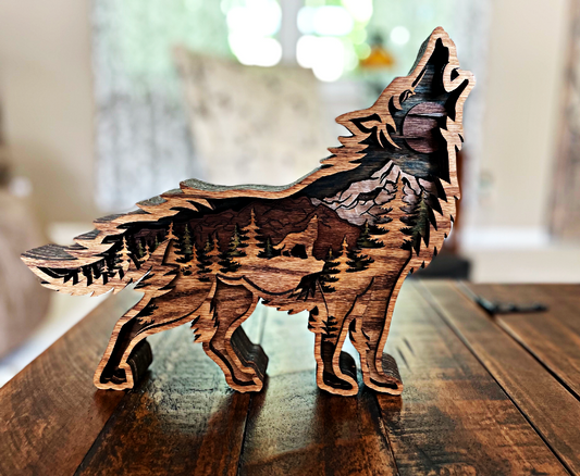 Multi layered wood wolf