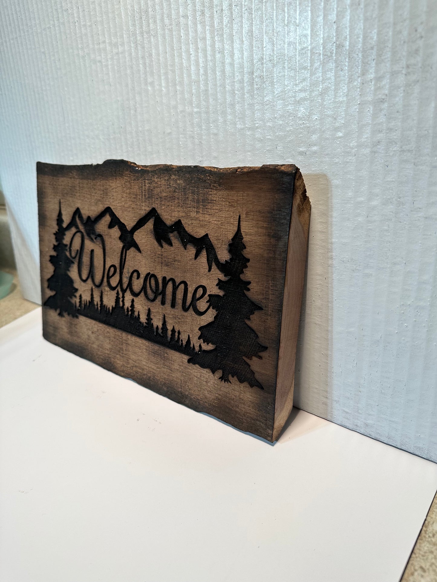 Engraved welcome sign
