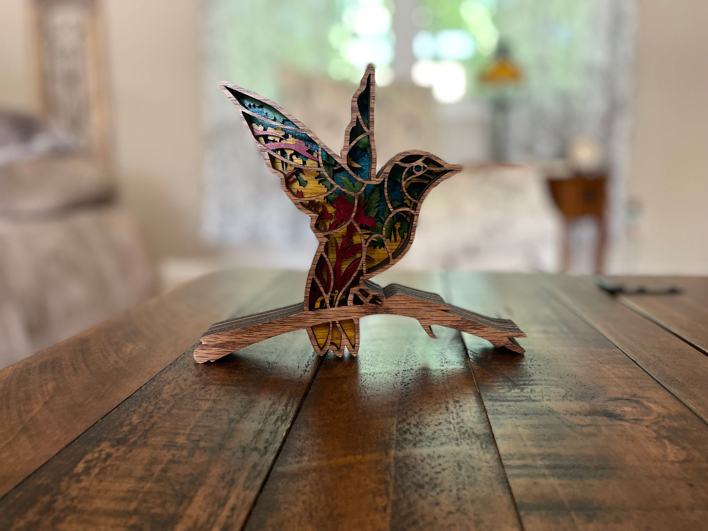 Multi layered wooden Hummingbird