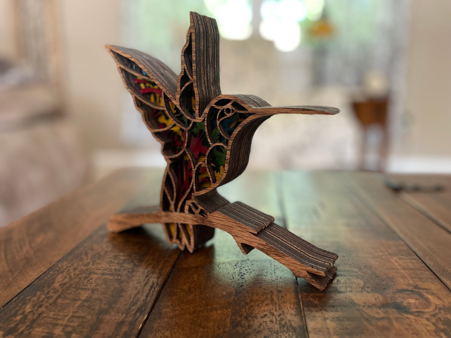 Multi layered wooden Hummingbird