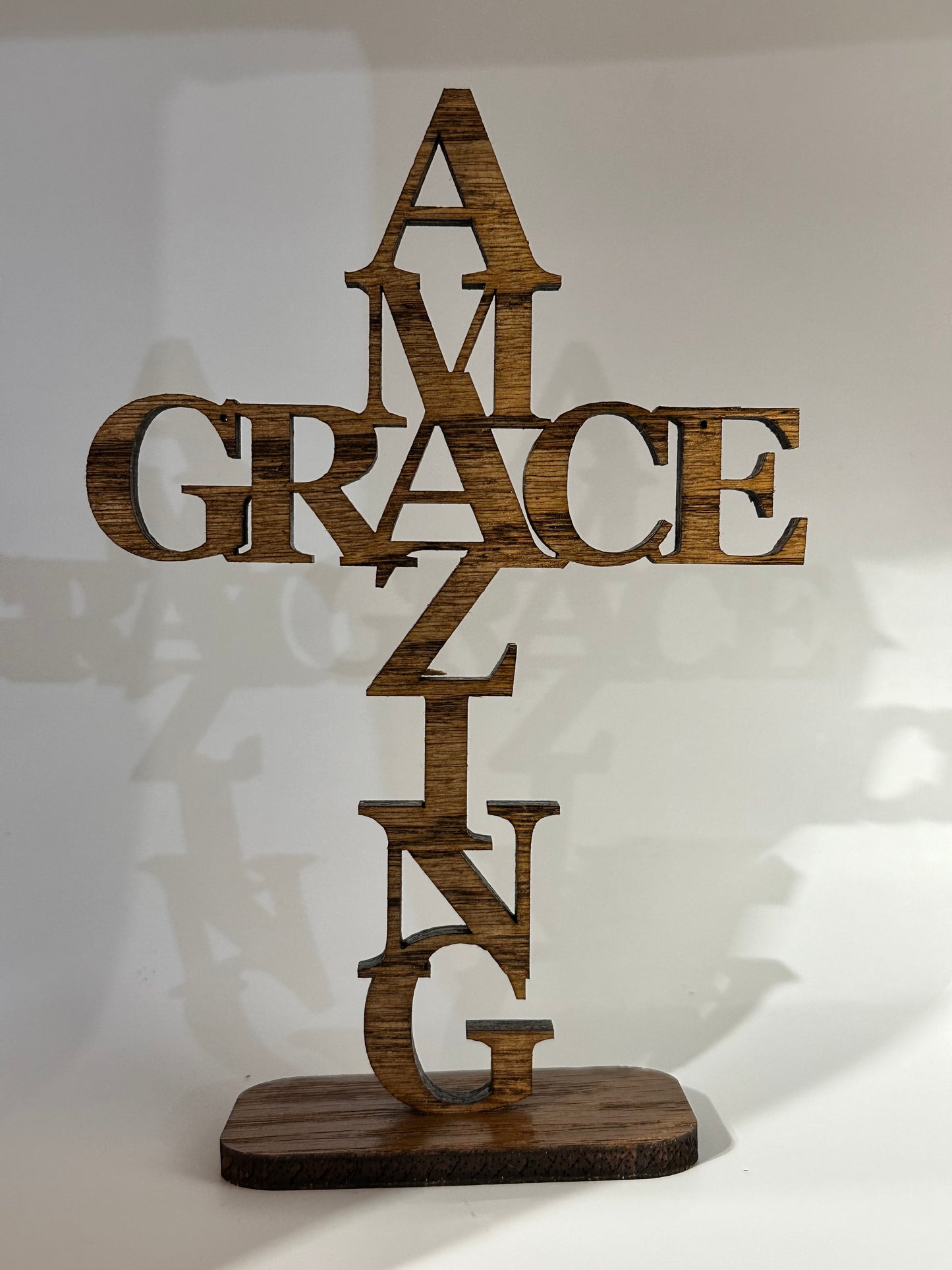 Oak stained wooden Amazing Grace Cross
